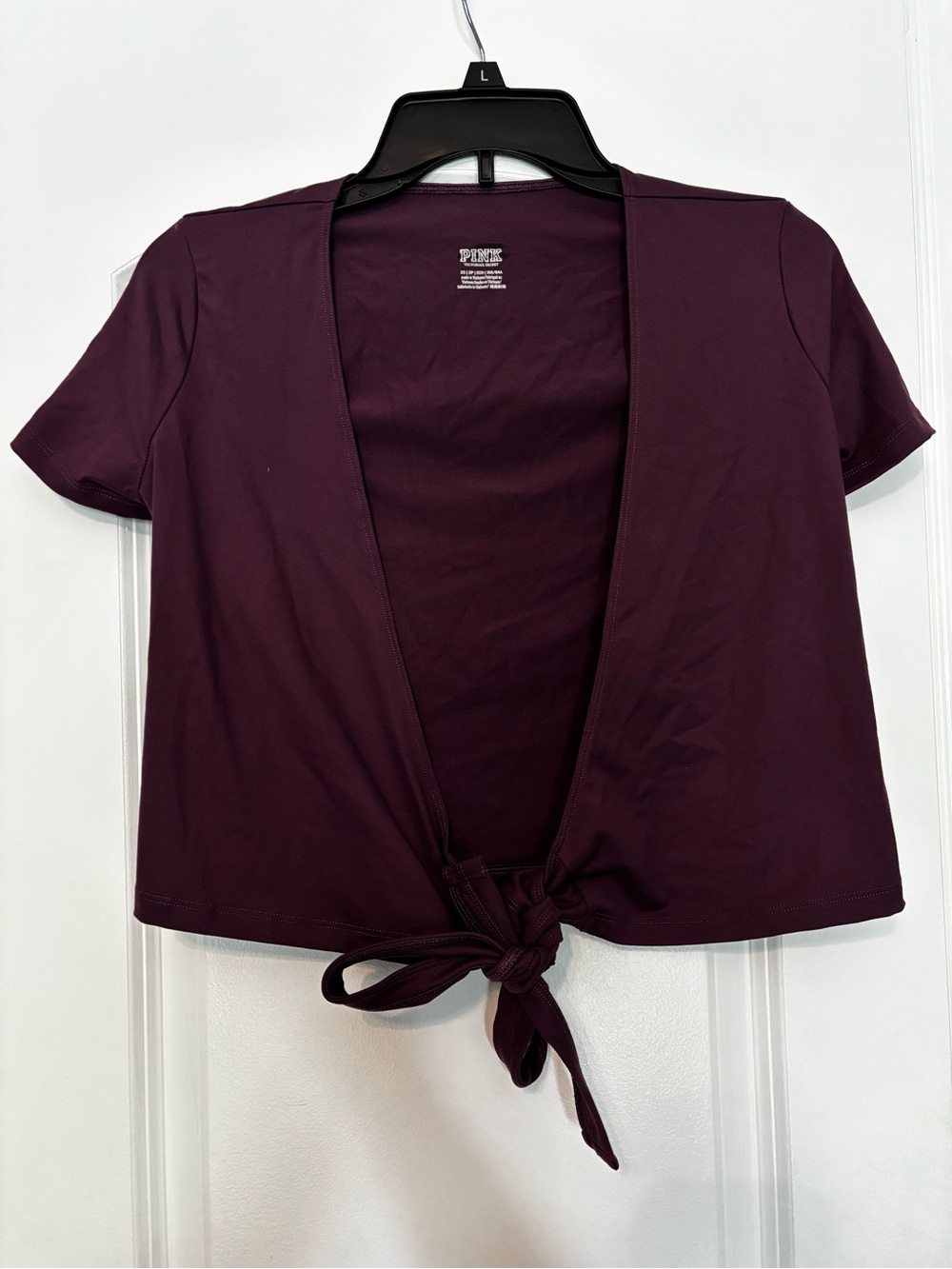 PINK Victoria's Secret Deep Plum Tie-Front Short Sleeve Top XS